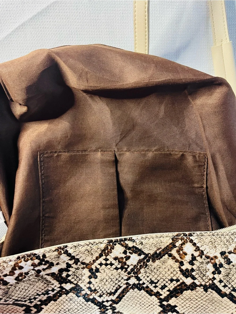 Snake-Print Beige 3-in-1 Convertible Backpack Crossbody Bag with
